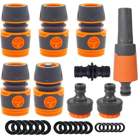 9 pièces Kit de Raccords pour Tuyaux d'arrosage Raccord de Tuyau Raccord Rapide Système d'arrosage pour Arrosoirs pour Lavage de Voiture et Raccord de Tuyau (1/4)