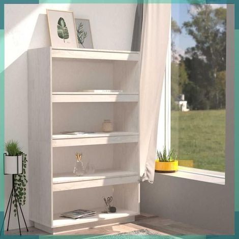 810890 Bibliothèque/Séparateur de pièce Blanc 80x35x135 cm Pin massif (1/5)