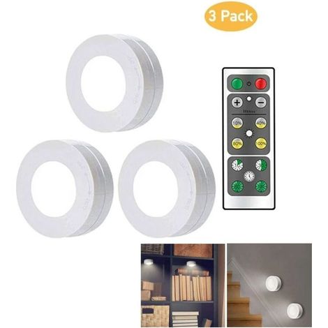 Set of 3 wireless LED night lights with remote control – 10-100% brightness modes – Up to 120 hours of battery life – Easy installation (1/5)