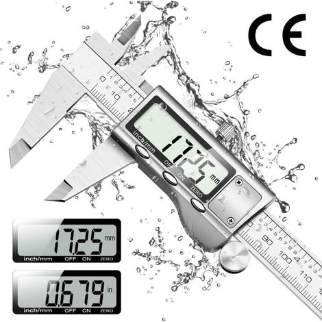 Digitaler Messschieber – Edelstahl IP54, 150 mm, mit großem LCD-Display und Batterie, Mikrometer, präzise und schnelle Messung, staubdicht – Crezuo