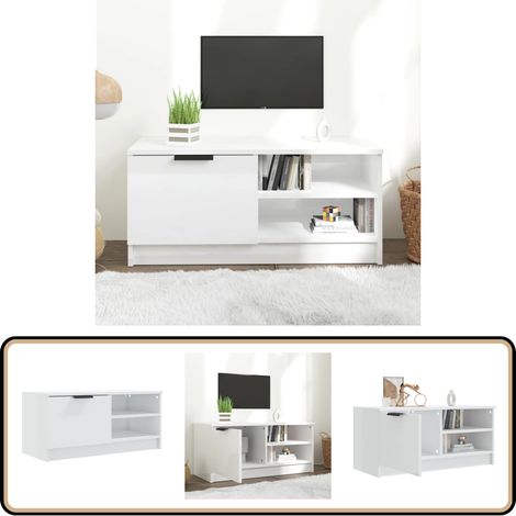 Meuble TV Blanc brillant 80x35x36,5 cm Bois d'ingénierie - Meubles Tv - Meuble Tv Blanc - Meuble Tv Design - Meuble Tv Industriel - Meuble Tv Moderne