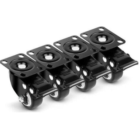 Lot de 4 roulettes pour meubles robustes de 40 mm avec 4 freins et vis pour meubles, transport, table et armoire