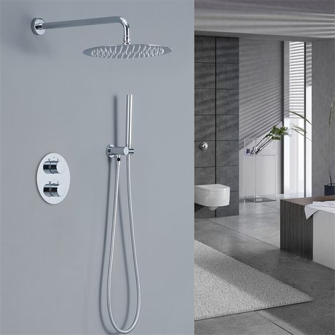 Colonna Doccia Incasso Termostatico Sistema Doccia Incasso Set Soffione Grande Soffione Miscelatore Termostatico In Ottone (1/5)
