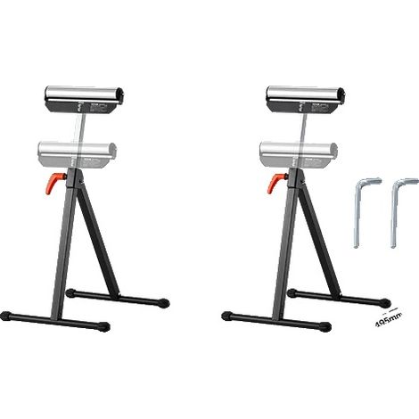 Support de rouleau, hauteur réglable, construction en acier chromé, Paquet de 2 135lbs (1/2)