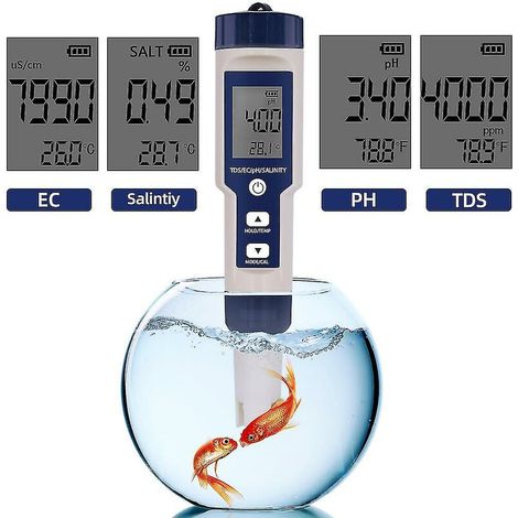 CREA Starlight-5-in-1 Electronic Ph Meter, Measure Ph And Tds And Ec Salinity And Temperature Water Quality Tester, Lcd Display And Reading Accuracy, For D