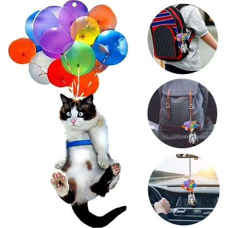 Décoration de rétroviseur intérieur de voiture en forme de chat - Pendentif chat suspendu - Accessoires pour rétroviseur intérieur de voiture (1/5)