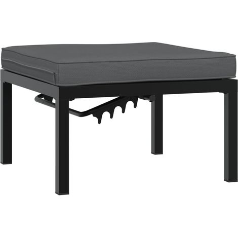 Tabouret de jardin avec coussin noir aluminium (1/5)