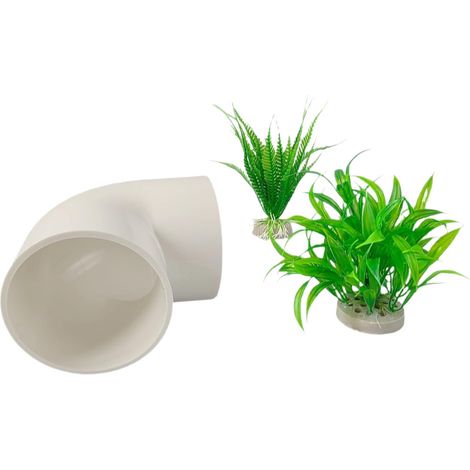 Lot de 3 Pièces Kit Décoration Aquarium, Plante Artificielle et Tubulure Sécurisée, Décors pour Poisson et Reptile, Aménagement de Bac (1/5)