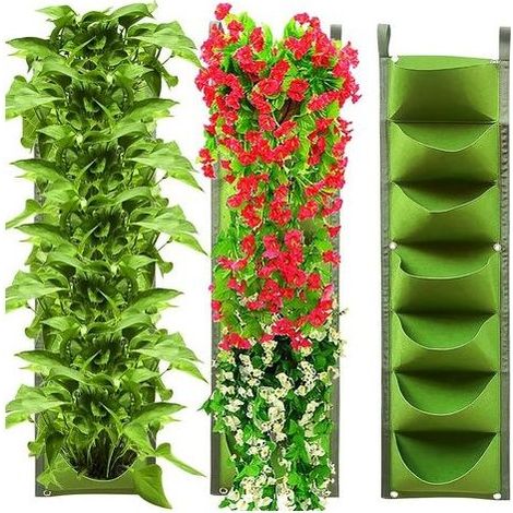 2 Pièces Sacs à Plantes, sacs de plantation à suspendre 7 Pochette Suspendue Pot de Fleur Sac de Plantation Vertical Sacs de plantation murale Jardinières Murales Verticales pour Les Plantes jardinage (1/5)