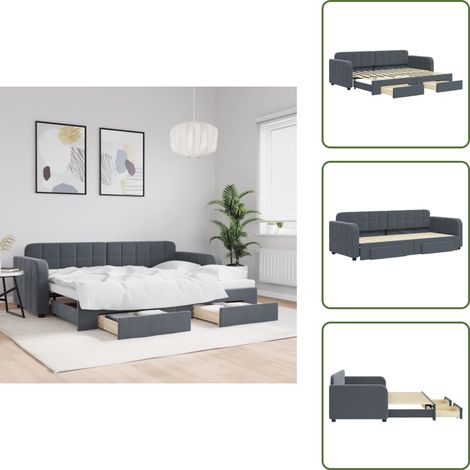 Lit de jour avec gigogne et tiroirs sans matelas 80x200 cm - Lit De Jour Avec Lit Gigogne - Lits De Jour Avec Lits Gigognes - Canapé-lit - Lit D'appoint (1/5)