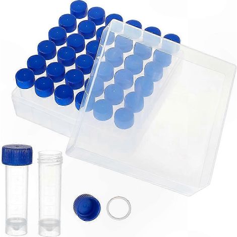 Flacons en plastique de 5 ml avec bouchons à vis, 36 petits tubes à échantillons dans une boîte de rangement pour usage en laboratoire (1/5)