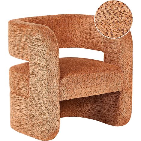 Armchair Orange Polyester Chenille Upholstery with Armrests Wide Seat Living Room Modern VIDSEL (1/5)