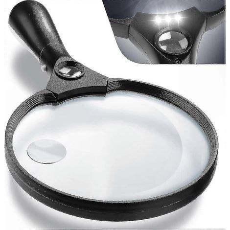 Loupe LED 2x 4x 25x avec verre incassable - Loupe portative de lecture et d'inspection, zoom ajustable, éclairage intégré (1/5)