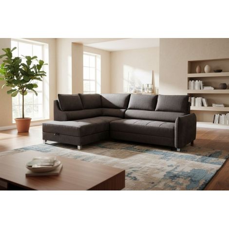 Ecksofa Schlafsofa Sofa MARNO in Stoff Chill Me Anthrazit Ottomane Links (1/5)
