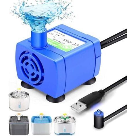 Pompe à eau électrique Submersible silencieuse de nouvelle génération, Pompe de Fontaine à Chat Chien,avec Lumière LED, faible consommation d'énergie, (1/5)
