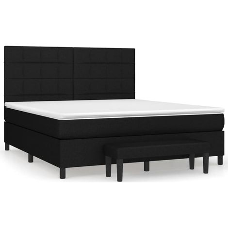 Maison Exclusive - Sommier à lattes de lit avec matelas Noir 160x200 cm Tissu