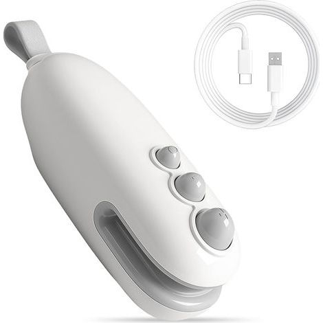 Mini Scelleur,Portable Scelleuse pour Sacs Scelleur Thermique 2 en 1 avec Cutter Coupe Et Scelle Les Sacs Plastiques (Blanc),Rechargeable Scellant Alimentaire avec Cable USB (1/5)