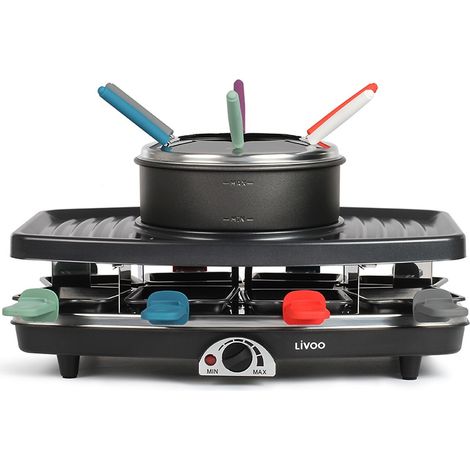 Set à raclette, grill et fondue + 8 poelons + 6 fourchettes - pour 8 personnes DOC233