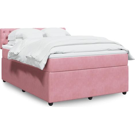 Boxspringbett mit Matratze Rosa 140x200 cm Samt