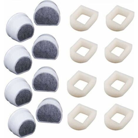 Lot de 16 Préfiltres en Mousse et Filtre à Carbone - Compatible avec PetSafe Drinkwell Fountain INOX 360 Avalon Pagoda Seascape et Sedona Fontaines - Filtre pour Fontaine à Eau Chat Chien (1/5)