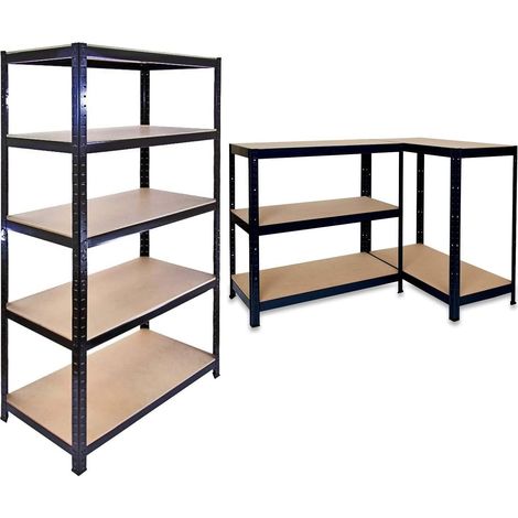 Heavy Duty 5 Tier Garage Shelving Units, Boltless Garage Storage Racking Shelves, Adjustable Shelves, 875KG Capacity, Warehouse Garage Utility Home Storage Rack, Large - Black (1/5)
