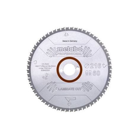 Metabo – Lame de scie circulaire 216mm – Alésage 30mm – 60 dents FZ/TZ – Pour stratifié – 628442000 (1/4)