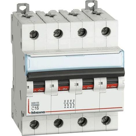 Interruttore Magnetotermico 4P 16A curva C - 10kA - 4 moduli DIN - 400V Bticino FH84C16