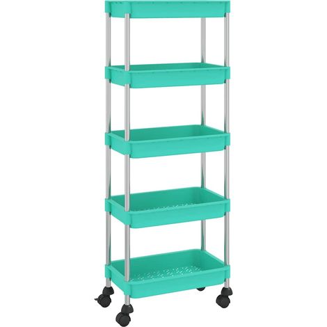 Maison Exclusive - Carrello da Cucina 5 Ripiani Turchese 42x29x128 cm Ferro e ABS (1/5)