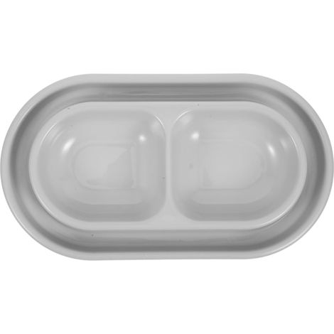 Double Ant Feeding Bowl for Cats and Dogs, Grey Plastic Bowl, Small Size, Pet Feeding Station, Suitable for Kittens and Puppies (1/5)
