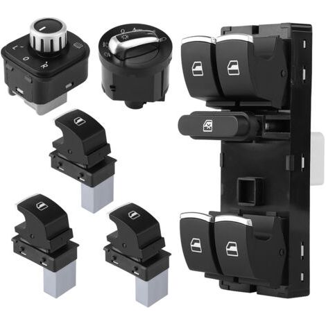 Ensemble de 6 interrupteurs chromés pour phares, vitres et rétroviseurs, pour B6 CC MK5 MK6 (1/5)
