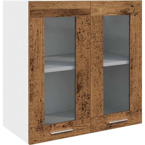 Maison Exclusive - Pensile da Cucina “Lyon” con Anta in Vetro Legno Antico
