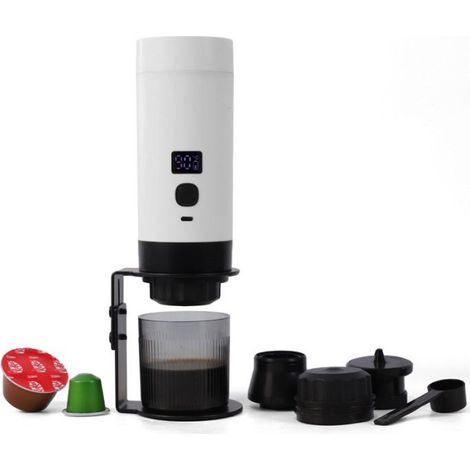 Machine à café portable 3-en-1 pour capsules, extraction chauffante, expresso, café américain, idéale voyage, camping,White (1/5)