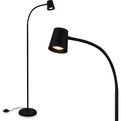 BRILONER Stehleuchte, mit Fußschalter, flexibler Lampenkopf, Stehlampe, 127,5 cm, 1x GU10, max. 9W, schwarz