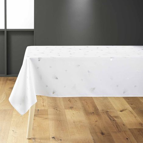 Nappe à Motifs "Sapin" 150x300cm Blanc & Argent