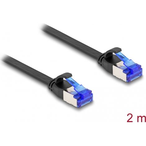 Delock Cable de parcheo plano RJ45 macho a macho Cat.6A flexible 2 m negro