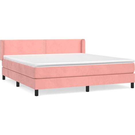 Maison Exclusive - Sommier à lattes de lit avec matelas Rose 160x200 cm Velours (1/5)