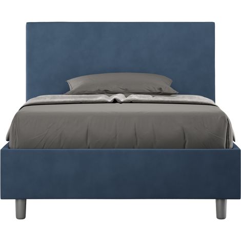 Letto 1 Piazza e Mezzo 120x200 cm con Rete e Contenitore Adele Blu (1/5)
