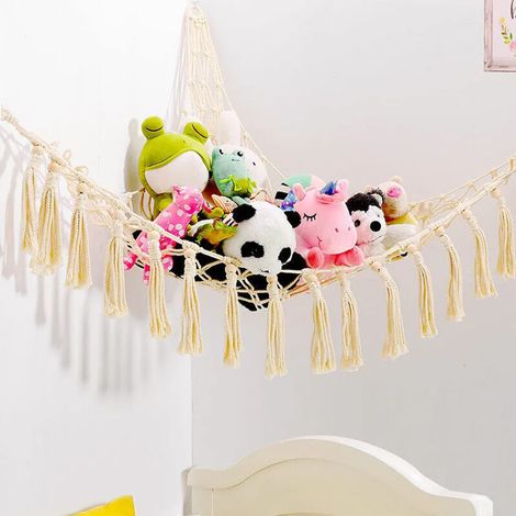 Red de Almacenamiento para Juguetes Bolsa de Almacenamiento para Peluches de Estilo Hamaca Habitación Infantil Red de Almacenamiento Colgante para Juguetes (1/5)