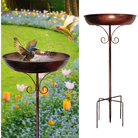 1 Vogeltränke, 5-beiniger Fuß, Vintage-Metall, 30 cm Schale, Garten, Terrasse, Hof (1/5)