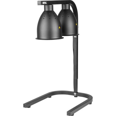 Lampe chauffante double sur pied noir mat - Buffalo (1/5)