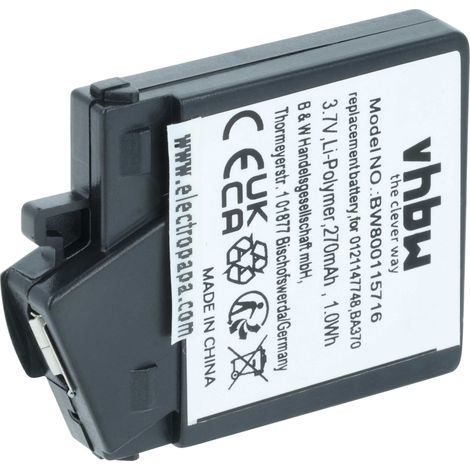 vhbw Batería compatible con Sennheiser PX 360 BT, PX 310 BT, PX 360, PX 210 BT auriculares inalámbricos, cascos (270 mAh, 3,7 V, Li-poli)