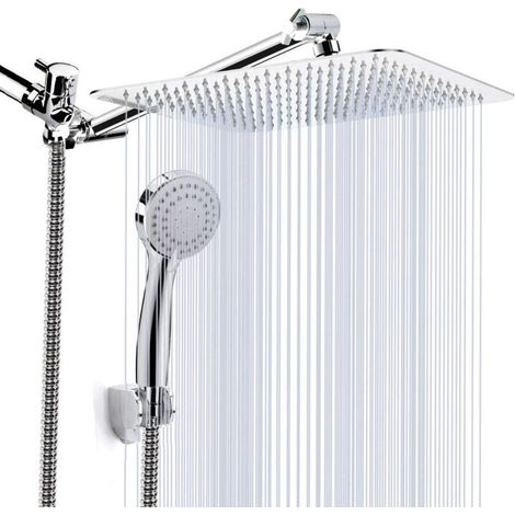 Shower Head, 8-inch (approx. 20.3 cm) High-Pressure Rain Shower Head with 11-inch (approx. 27.9 cm) Extension Arm, Leak-Proof Shower Head with Holder/Hose, Re (1/5)
