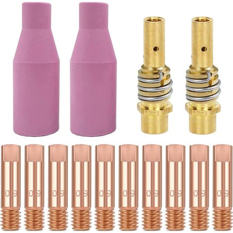 MB15 15AK Embout de contact 0,9 mm M6 et porte-embouts Diffuseur et buses en céramique Accessoires de pistolet de soudage pour torche de soudage MB15 15AK MIG/MAG (14 pièces) (1/5)