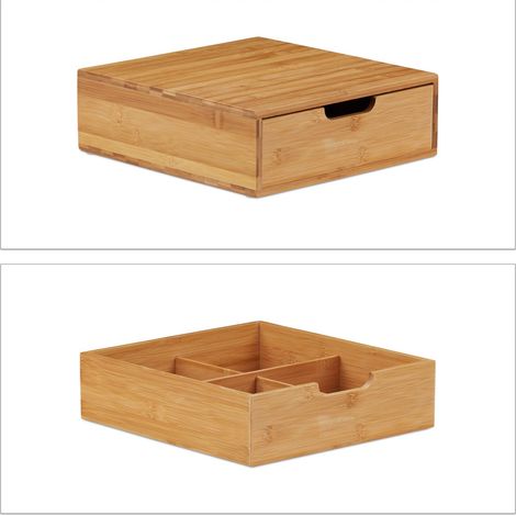 Pratico organizer a cassetti ufficio cucina 10 x 29,5 x 30 cm atmosfera accogliente in bambù naturale 130005474