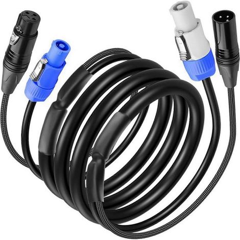 Câble d'extension DMX512 de 3 m (10 pieds), alimentation secteur, connecteur XLR 3 broches, pour éclairage scénique, concerts et événements. (1/5)