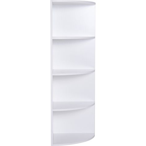 Étagère d’Angle Bibliothèque à 4 Niveaux Murale 40 x 40 x 120 cm Panneau de Particule Blanc (1/5)