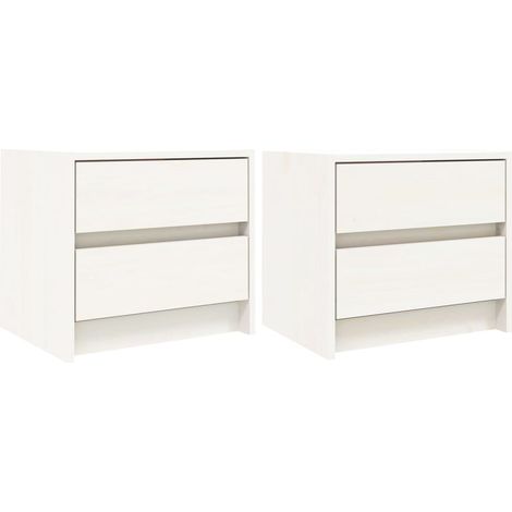 Mesitas de noche 2 uds madera maciza pino blanco 40x31x35,5 cm vidaXL