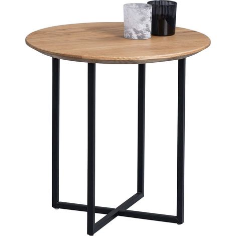 Table Basse en Bois Marron Diamètre 45 cm Hauteur 46 cm (1/3)