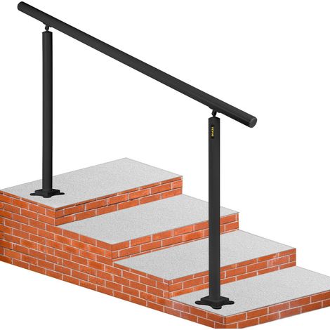 Rampe d'escalier sans traverses - 152,8 x 91 cm - Main courante max. pour marches en aluminium - Charge maximale : 70 kg - Noir - Idéal pour les escaliers avec 0 à 5 marches - Pour jardins, hôte (1/5)