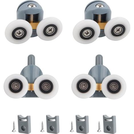 (23MM)2 paires,Rouleaux de porte de douche, 23 mm de diamètre pour la maison roulettes de rechange pour porte de douche coulissante, convient au verre
